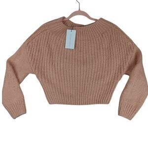 Cotton Candy LA Mohair Cropped Knit Sweater Womens S/M Pink Round Neck Layer